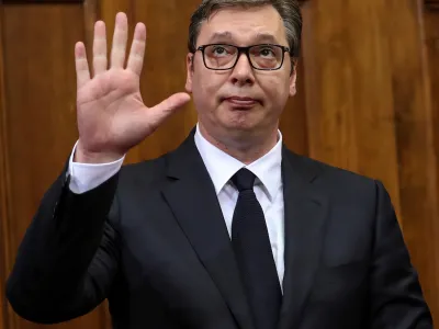 ﻿Serbia's President Aleksandar Vucic arrives to speak in the Serbian Parliament in Belgrade, Serbia, May 27, 2019. REUTERS/Marko Djurica