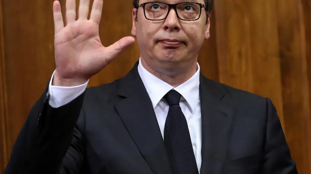 ﻿Serbia's President Aleksandar Vucic arrives to speak in the Serbian Parliament in Belgrade, Serbia, May 27, 2019. REUTERS/Marko Djurica