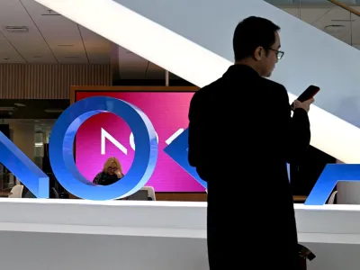 A man stands in Nokia headquarters in Espoo, Finland, October 19, 2023. JUSSI NUKARI/Lehtikuva/via REUTERS   ATTENTION EDITORS - THIS IMAGE WAS PROVIDED BY A THIRD PARTY. NO THIRD PARTY SALES. NOT FOR USE BY REUTERS THIRD PARTY DISTRIBUTORS. FINLAND OUT. NO COMMERCIAL OR EDITORIAL SALES IN FINLAND.