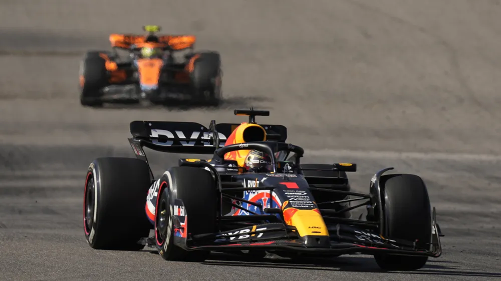 Red Bull driver Max Verstappen, of the Netherlands, drives during the Formula One U.S. Grand Prix auto race at Circuit of the Americas, Sunday, Oct. 22, 2023, in Austin, Texas. (AP Photo/Eric Gay)