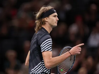 Tennis - ATP Masters 1000 - Paris Masters - AccorHotels Arena, Paris, France - October 31, 2023 Germany's Alexander Zverev reacts during his round of 64 match against Hungary's Marton Fucsovics REUTERS/Stephanie Lecocq