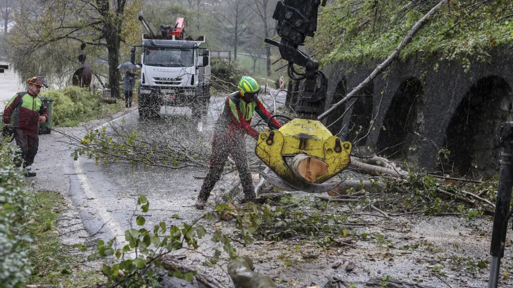 - 03.11.2023 - plaz pri Mostu na Soči - odstranjevanje posledic plazu - podnebne spremembe, neurje, dež //FOTO: Jaka Gasar