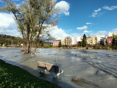 Plaža Sava za kopališčem Laguna, poplave, novembra 2023. F Vesna Levičnik