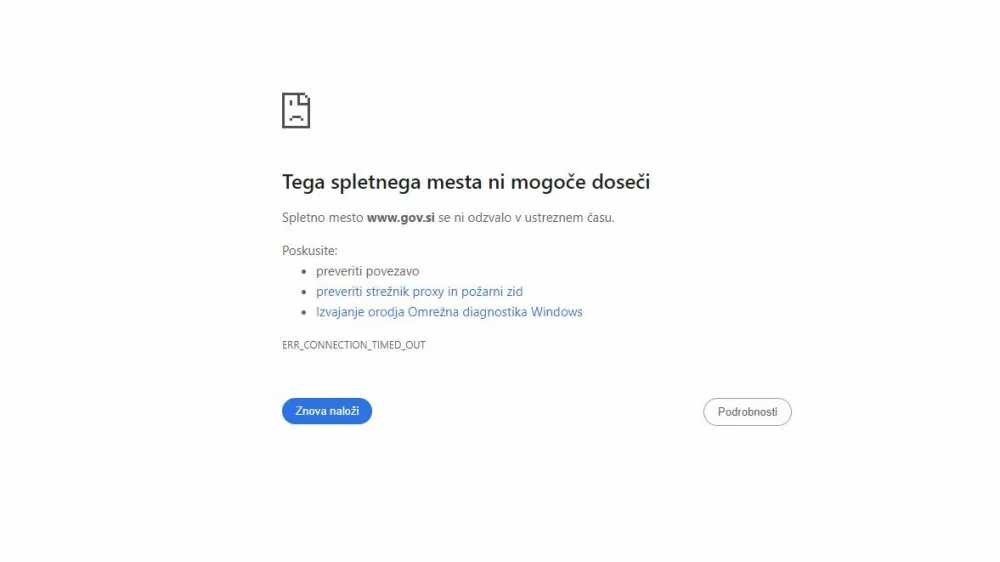 spletne strani državne niso dostopne 30.11.