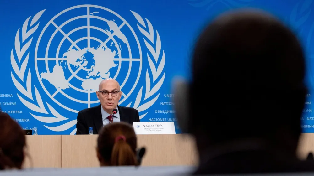 Volker Turk, United Nations High Commissioner for Human Rights, attends a news conference at the United Nations in Geneva, Switzerland, December 6, 2023. REUTERS/Denis Balibouse