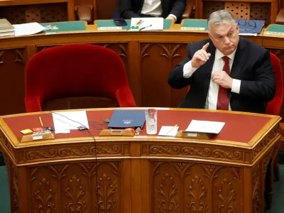 Hungarian Prime Minister Viktor Orban gestures before he addresses the Parliament in Budapest, Hungary, December 13, 2023. REUTERS/Bernadett Szabo