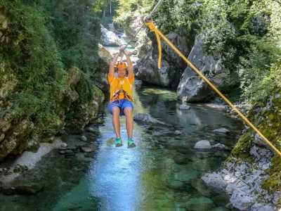 - Bovec Zipline - kanjon Učja med pobočjema Kanina in Stola - adrenalinski parkCilj pri agi- 14.08.2016 - Posočje - Poletni Dnevnik - počitnika reportaa - poletno dopustovanje - turizem -     //FOTO: Bojan Velikonja