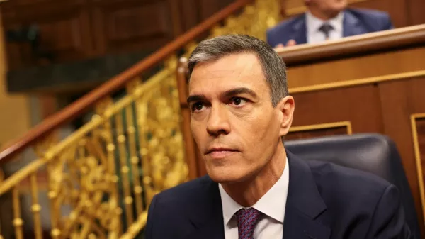 Spanish Prime Minister Pedro Sanchez gets seated during a plenary session of the lower house of the Spanish parliament, in Madrid, Spain, May 22, 2024. REUTERS/Violeta Santos Moura