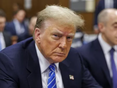 Former President Donald Trump sits in Manhattan criminal court, on May 13, 2024, in New York. (Sarah Yenesel/Pool Photo via AP)