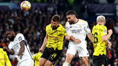 Soccer Football - Champions League - Final - Borussia Dortmund v Real Madrid - Wembley Stadium, London, Britain - June 1, 2024 Real Madrid's Dani Carvajal scores their first goal REUTERS/Carl Recine