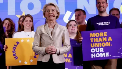 European Commission President Ursula von der Leyen speaks during an event at the European People's Party headquarters, on the day of the European Parliament elections in Brussels, Belgium, June 9, 2024. REUTERS/Piroschka van de Wouw  REFILE - CORRECTING LOCATION FROM "European Parliament" to "European People's Party headquarters\