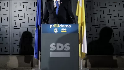 Ljubljana, sedez SDS.Evropske volitve 2024 in posvetovalni referendumi.Volilni stab SDS v pricakovanju rezultatov.Predsednik SDS Janez Jansa.