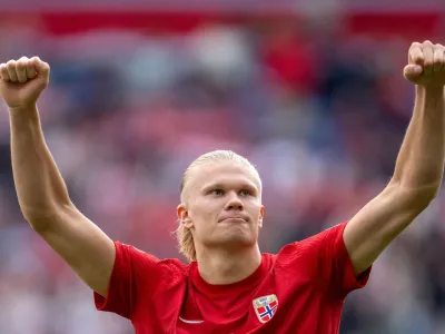 Soccer Football - UEFA Nations League - Group H - Norway v Sweden - Ullevaal Stadion, Oslo, Norway - June 12, 2022 Norway's Erling Braut Haaland celebrates after the match Javad Parsa/NTB via REUTERS  ATTENTION EDITORS - THIS IMAGE WAS PROVIDED BY A THIRD PARTY. NORWAY OUT. NO COMMERCIAL OR EDITORIAL SALES IN NORWAY.