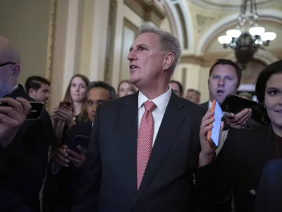 Rep. Kevin McCarthy, R-Calif., leaves the House floor after the House voted to adjourn for the evening as the House met for a third day to try to elect a speaker and convene the 118th Congress on Capitol Hill in Washington, Thursday, Jan. 5, 2023. (AP Photo/J. Scott Applewhite)