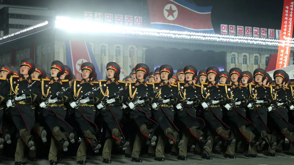 FILE PHOTO: Troops take part in a military parade to mark the 75th founding anniversary of North Korea's army, in Pyongyang, North Korea February 8, 2023, in this photo released by North Korea's Korean Central News Agency (KCNA).  KCNA via REUTERS  ATTENTION EDITORS - THIS IMAGE WAS PROVIDED BY A THIRD PARTY. REUTERS IS UNABLE TO INDEPENDENTLY VERIFY THIS IMAGE. NO THIRD PARTY SALES. SOUTH KOREA OUT. NO COMMERCIAL OR EDITORIAL SALES IN SOUTH KOREA./File Photo