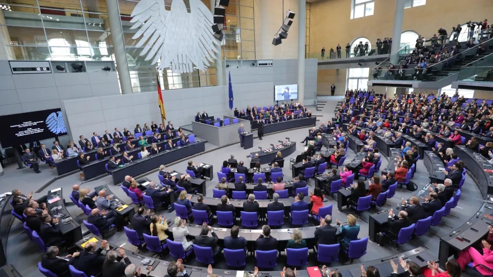 30 March 2023, Berlin: UK King Charles III delivers a speech in the Bundestag on the second day of his trip to Germany. Before his coronation in May 2023, the British king and his royal wife will visit Germany for three days. Photo: Wolfgang Kumm/dpa