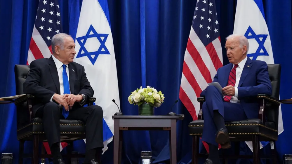 U.S. President Joe Biden lholds a bilateral meeting with Israeli Prime Minister Benjamin Netanyahu on the sidelines of the 78th U.N. General Assembly in New York City, U.S., September 20, 2023. REUTERS/Kevin Lamarque