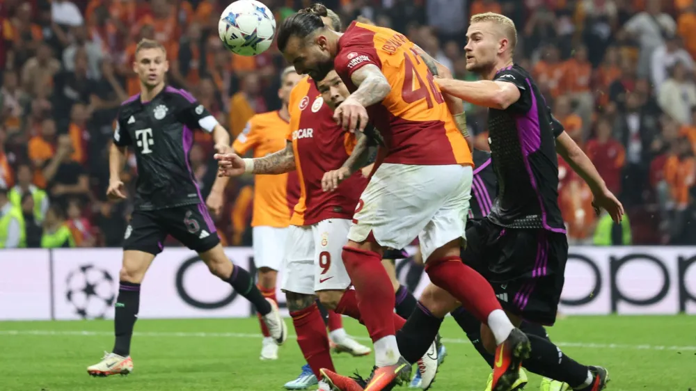 Soccer Football - Champions League - Group A - Galatasaray v Bayern Munich - Rams Park, Istanbul, Turkey - October 24, 2023 Galatasaray's Abdulkerim Bardakci scores a goal that was later disallowed REUTERS/Murad Sezer