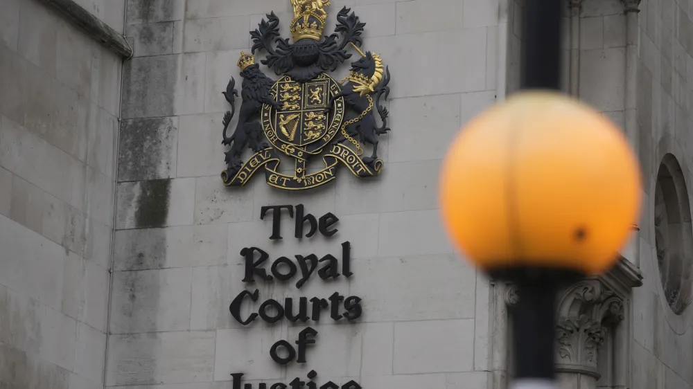 A general view of the Royal Courts of Justice where Justice Timothy Fancourt gave his ruling in the Prince Harry phone hacking lawsuit in London, Friday, Dec. 15, 2023. Prince Harry has won his phone hacking lawsuit against the publisher of the Daily Mirror and was awarded over 140,000 pounds ($180,000) in the first of his several lawsuits against the tabloids to go to trial. Fancourt found on Friday that phone hacking was "widespread and habitual" at Mirror Group Newspapers over many years. (AP Photo/Kin Cheung)