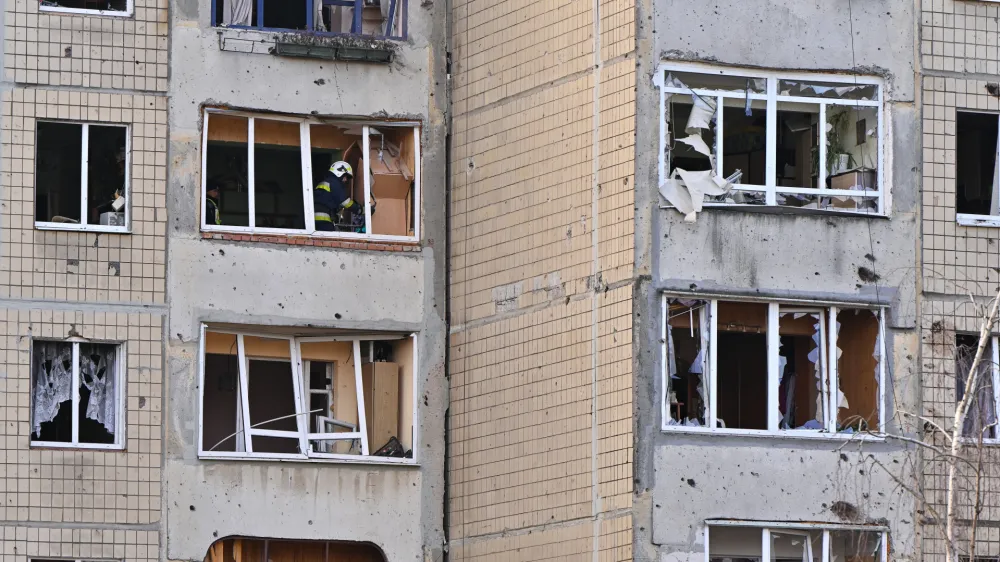 29 December 2023, Ukraine, Lviv: A view of a residential high-rise building damaged by a Russian missile attack on Lviv, western Ukraine. Photo: -/Ukrinform/dpa