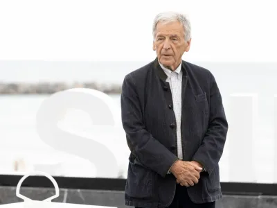 2Y83JX1 Costa- Gavras attends the 'Le Dernier Souffle / Last Breath' Photocall during 72nd San Sebastian International Film Festival at Kursaal Palace.