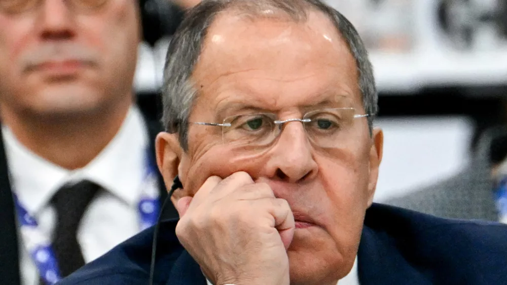 Russia's Foreign Minister Sergei Lavrov attends the plenary session of the 31st Organization for Security and Cooperation in Europe (OSCE) Ministerial summit in Ta'Qali, Malta, on December 5, 2024.   ALBERTO PIZZOLI/Pool via REUTERS