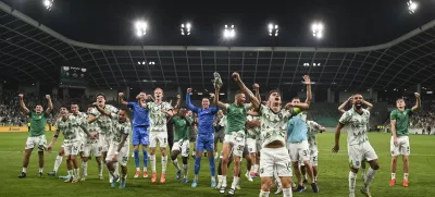 Slavje po uvrstitvi Ratnik Marcel29.08.2024 NK Olimpija: FK Rijeka, kvalifikacije za Evropska konferenčna liga Foto: Nik Erik Neubauer