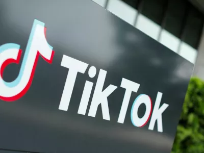 FILE PHOTO: The TikTok logo is pictured outside the company's U.S. head office in Culver City, California, U.S., September 15, 2020.  REUTERS/Mike Blake/File Photo