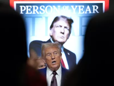 FILE - President-elect Donald Trump speaks during a Time magazine Person of the Year event at the New York Stock Exchange, Thursday, Dec. 12, 2024, in New York. (AP Photo/Alex Brandon, File)