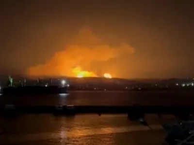 A fire burns following an explosion at a site in Tartus, Syria December 16, 2024 in this screen grab obtained from social media video. Social Media/via REUTERS THIS IMAGE HAS BEEN SUPPLIED BY A THIRD PARTY. NO RESALES. NO ARCHIVES.