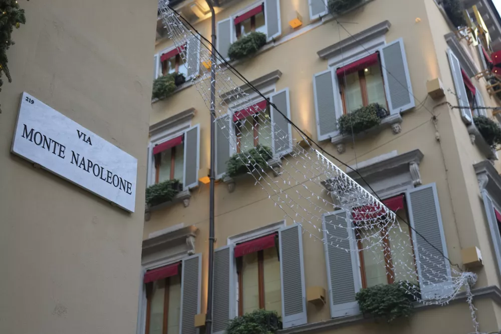 A view of Monte Napoleone street in Milan, Italy, Thursday, Dec. 12, 2024. (AP Photo/Antonio Calanni)