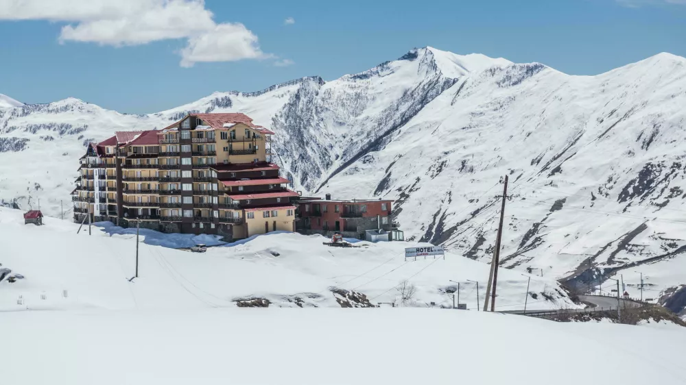 ETX7CB Hotel Club-2100 in Gudauri ski resort in Greater Caucasus Mountains - view from Georgian Military Highway, Georgia