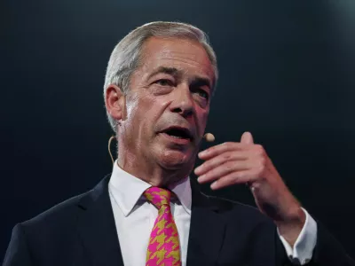 FILE PHOTO: Reform UK party leader Nigel Farage speaks during Britain's Reform UK party's national conference in Birmingham, Britain, September 20, 2024. REUTERS/Hollie Adams/File Photo