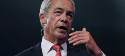 FILE PHOTO: Reform UK party leader Nigel Farage speaks during Britain's Reform UK party's national conference in Birmingham, Britain, September 20, 2024. REUTERS/Hollie Adams/File Photo