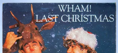 2RYK2AD Picture cover of the seven inch vinyl version of Last Christmas by Wham!, which was originally released in 1984