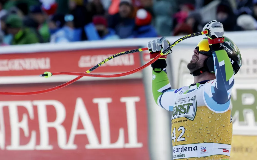 Martin Čater je s petim mestom v Val Gardeni dosegel svoj drugi največji smukaški uspeh. Foto: Reuters