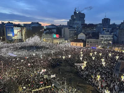 Thousands of people fill the streets as they protest against government policies, corruption and the negligence which they blame for the deaths of the victims in the Novi Sad railway station disaster in November, in Belgrade, Serbia, December 22, 2024. REUTERS/Branko Filipovic