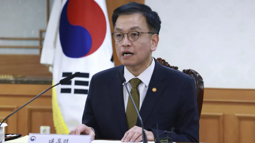 South Korea's acting President Choi Sang-mok speaks during the National Security Council at the government complex building in Seoul, South Korea, Friday, Dec. 27, 2024. (Hong Hae-in/Yonhap via AP)