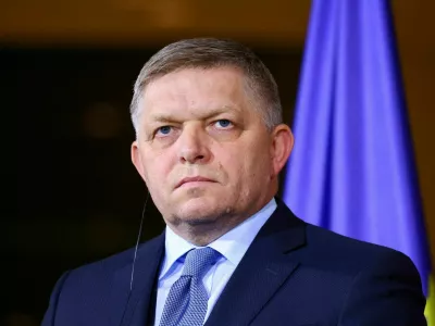 FILE PHOTO: Slovakia's Prime Minister Robert Fico looks on during a press conference with German Chancellor Olaf Scholz in Berlin, Germany, January 24, 2024. REUTERS/Nadja Wohlleben/File Photo