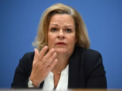 FILED - 19 November 2024, Berlin: German Minister of the Interior and Home Affairs, Nancy Faeser, speaks during the presentation of the federal report "Gender-specific crimes against women" at the Federal Press Conference Center. Photo: Sebastian Gollnow/dpa