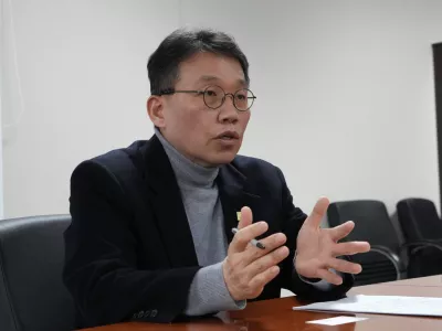 Chung Ick-Joong, the president of the National Center for the Rights of the Child, speaks during an interview with The Associated Press in Seoul, South Korea, Tuesday, Dec. 24 2024. (AP Photo/Ahn Young-joon)