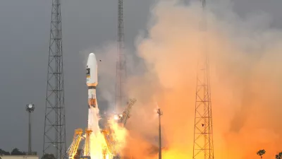 The Russian Soyuz VS01 rocket, carrying the first two satellites of Europe's Galileo navigation system, blasts off from its launch pad at the Guiana Space Center in Sinnamary October 21, 2011. REUTERS/Benoit Tessier (FRENCH GUIANA - Tags: SCIENCE TECHNOLOGY)