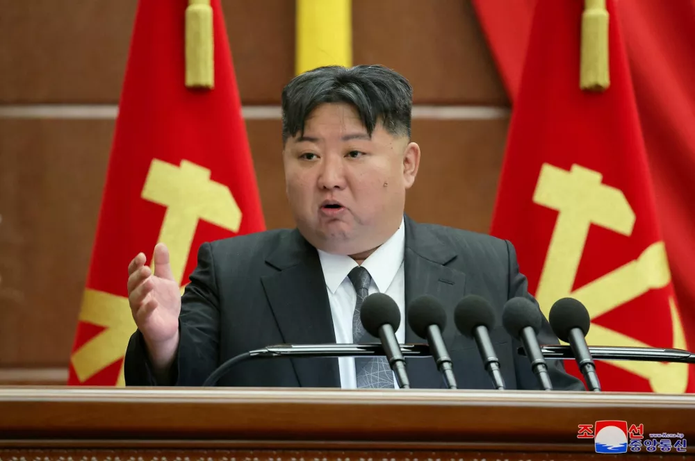 FILE PHOTO: North Korean leader Kim Jong Un speaks during a meeting of the country's ruling party, in Pyongyang, North Korea, in this photo released on December 29, 2024 by North Korea's official Korean Central News Agency. KCNA via REUTERS  ATTENTION EDITORS - THIS IMAGE WAS PROVIDED BY A THIRD PARTY. REUTERS IS UNABLE TO INDEPENDENTLY VERIFY THIS IMAGE. NO THIRD PARTY SALES. SOUTH KOREA OUT. NO COMMERCIAL OR EDITORIAL SALES IN SOUTH KOREA./File Photo