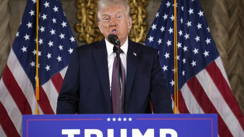 President-elect Donald Trump speaks during a news conference at Mar-a-Lago, Tuesday, Jan. 7, 2025, in Palm Beach, Fla. (AP Photo/Evan Vucci)