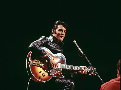 Elvis Presley performs during his 1968 TV comeback special, filmed at the NBC Studios, in Burbank, California, U.S., in this handout image. Elvis Presley Enterprises LLC/Handout via REUTERS  THIS IMAGE HAS BEEN SUPPLIED BY A THIRD PARTY. NO RESALES. NO ARCHIVES. MANDATORY CREDIT. EDITORIAL USE FOR REPORTING ON "ELVIS EVOLUTION" ONLY. NO NEW USAGE AFTER 0001 GMT ON JANUARY 18, 2024.