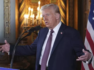 President-elect Donald Trump speaks during a news conference at Mar-a-Lago, Tuesday, Jan. 7, 2025, in Palm Beach, Fla. (AP Photo/Evan Vucci)