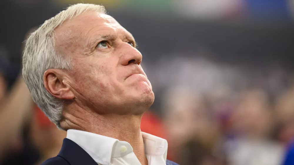 FILED - 09 July 2024, Bavaria, Munich: France coach Didier Deschamps looks up during the UEFA Euro 2024 Semi-final soccer match between Spain and France at Munich Football Arena. Deschamps, who guided France to World Cup glory in 2018, is set to step down as national team coach after the 2026 World Cup, French media reported late on 07 January. Photo: Tom Weller/dpa