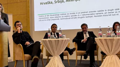 Portoroz, Hotel Slovenija.25. Davcna konferenca.Drzavni sekretar na ministrstvu za solidarno prihodnost Klemen Plostajner, glavni izvrsni direktor druzbe BTC Damjan Kralj in minister za finance Klemen Bostjancic.