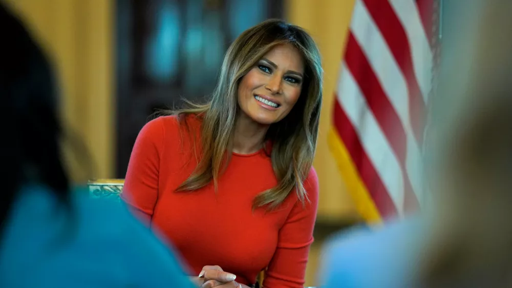 ﻿FILE PHOTO: U.S. first lady Melania Trump sits during a listening session with students at the White House in Washington, U.S., April 9, 2018. REUTERS/Joshua Roberts/File Photo