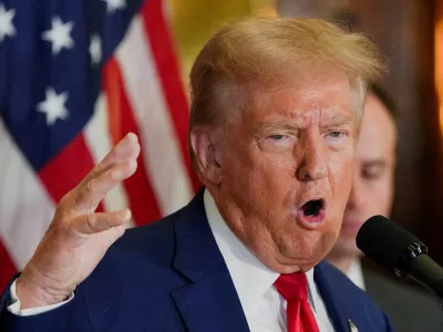 FILE PHOTO: Republican presidential nominee and former U.S. President Donald Trump gestures as he speaks during a press conference at Trump Tower in New York City, U.S., September 6, 2024. REUTERS/David Dee Delgado//File Photo